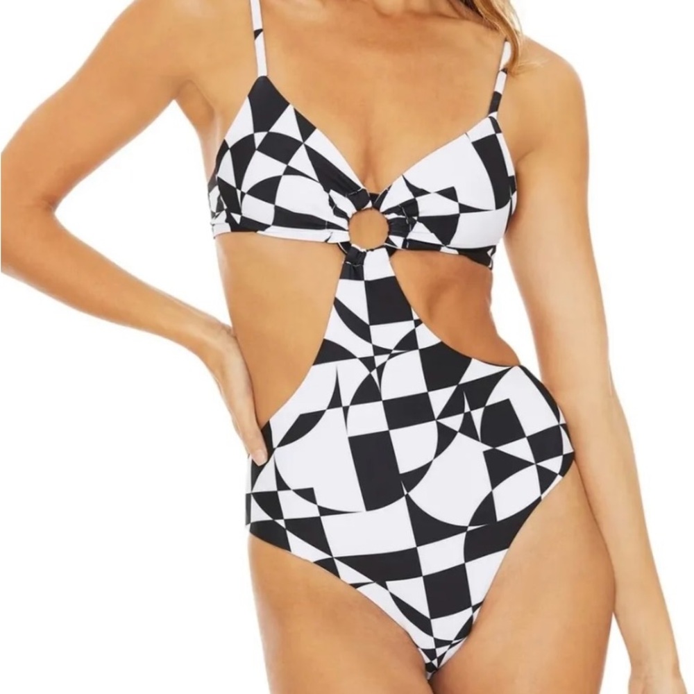 NWT womens Small Beach Riot Kirsten one piece black and white cutout swimsuit - Picture 2 of 9